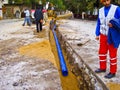 Water pipe channel excavation mounted one meter deep