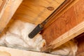 Water pipe with insulation in house crawlspace Royalty Free Stock Photo