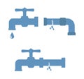 Water pipe tap faucet broken icon