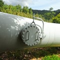 Water pipeline of Las Buitreras hydroelectric power plant in El Colmenar, Malaga province, Spain Royalty Free Stock Photo