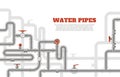 Water pipes background. Metal pipelines construction banner, industrial tube pipes template, steel pipes engineering