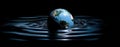 Water, planet and climate change with the earth in a puddle as a symbol of global warming or temperature shift. Created Royalty Free Stock Photo