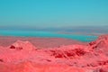 Water on planet Mars. view of the dead sea and the mountains of Jordan. View from the fortress Masada in Israel. Royalty Free Stock Photo