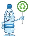 Water Plastic Bottle Character Holding Up A Recycle Sign