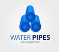 Water plastic pipes production logo. Plumbing sign. Pipes Logo & Branding Identity. Corporate vector logo design template Isolated Royalty Free Stock Photo