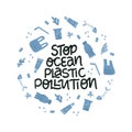 Water plastic pollution banner template. Underwater contamination in ocean