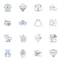 Water play line icons collection. Splashing, Diving, Soaking, Paddling, Wading, Drenching, Floating vector and linear