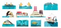 Water Pollution Icon Set Royalty Free Stock Photo