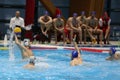 Water polo action - throwing the ball Royalty Free Stock Photo