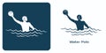 Water polo player emblem. Athlete throws the ball. One of the summer sports games pictograms set. Royalty Free Stock Photo