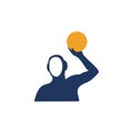 Water polo player. Hand drawn icon on white background Royalty Free Stock Photo