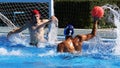 Water polo players during the competition match, Sport