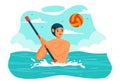 Water Polo Sport Vector Illustration with Player Playing to Throw the Ball on the Opponent\'s Goal in the Swimming Pool Royalty Free Stock Photo