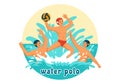 Water Polo Sport Vector Illustration with Player Playing to Throw the Ball on the Opponent\'s Goal in the Swimming Pool Royalty Free Stock Photo