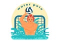 Water Polo Sport Vector Illustration with Player Playing to Throw the Ball on the Opponent\'s Goal in the Swimming Pool Royalty Free Stock Photo