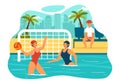 Water Polo Sport Vector Illustration with Player Playing to Throw the Ball on the Opponent\'s Goal in the Swimming Pool Royalty Free Stock Photo