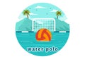 Water Polo Sport Vector Illustration with Player Playing to Throw the Ball on the Opponent\'s Goal in the Swimming Pool Royalty Free Stock Photo