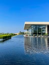 Water pool around Oberoi Beach Luxury Resort restaurant.