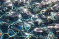 Water of a pool with blue tiles reflecting the sun rays Royalty Free Stock Photo