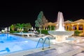 Water pool and fountain at night Royalty Free Stock Photo