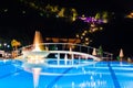 Water pool and fountain at night Royalty Free Stock Photo