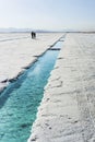 Water pool on Salinas Grandes Jujuy, Argentina. Royalty Free Stock Photo