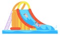 Water pool slide. Cartoon kid summer attraction Royalty Free Stock Photo