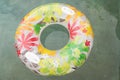 Water pool summer background with flower pool float ring Royalty Free Stock Photo