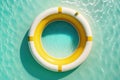 Water pool summer background with yellow pool float ring. AI Generation Royalty Free Stock Photo