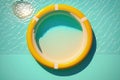 Water pool summer background with yellow pool float ring. AI Generation Royalty Free Stock Photo