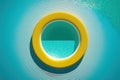 Water pool summer background with yellow pool float ring. AI Generation Royalty Free Stock Photo