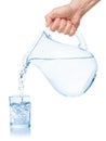 Water poured from the pitcher into a glass. Royalty Free Stock Photo