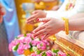 Water pouring ceremony. Thai Wedding. Royalty Free Stock Photo