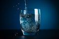 Water pouring into glass cup. Clear liquid splashing into glass. Generative AI Royalty Free Stock Photo