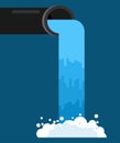 Water pouring from pipe. Flow of clean water. Vector illustration Royalty Free Stock Photo