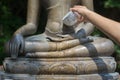 Water pouring to Buddha statue Royalty Free Stock Photo