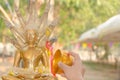 Water pouring to Buddha statue in Songkran festival tradition of thailand Royalty Free Stock Photo