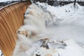 Vanhankaupunginkoski rapids and Vantaa river in extreme cold winter