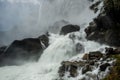 Water Pours Over Rocks at Base of Wapama Falls Royalty Free Stock Photo