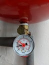 Water pressure gauge hot water tank Royalty Free Stock Photo