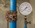 Water pressure meter installed Royalty Free Stock Photo