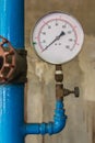 Water pressure meter installed Royalty Free Stock Photo