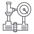 Water pressure system, hvac industry vector line icon, sign, illustration on background, editable strokes