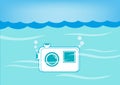 Water-proof Camera submerged Underwater. EPS10 Vector and jpg.