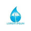 Water drop and umbrella logo design. Royalty Free Stock Photo