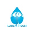 Water drop and umbrella logo design. Royalty Free Stock Photo