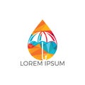Water drop and umbrella logo design. Royalty Free Stock Photo