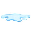 Water puddle in cartoon style isolated on white background. Spill, lake or liquid. Design element. Seasonal object.