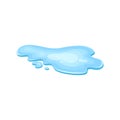 Water puddle, liquid cartoon style. Drop isolated on white background. Blue split, splash on floor. Vector illustration Royalty Free Stock Photo