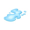 Water puddle, liquid cartoon style. Drop isolated on white background. Blue split, splash on floor. Vector illustration Royalty Free Stock Photo